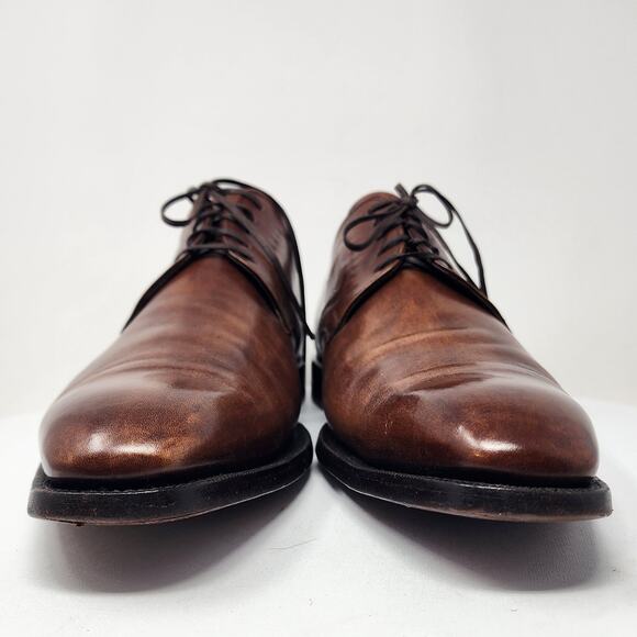 Faconnable Derby Dress Shoes Men 10.5 Brown Leather Plain Toe Fresh Polish 7162 main image 4